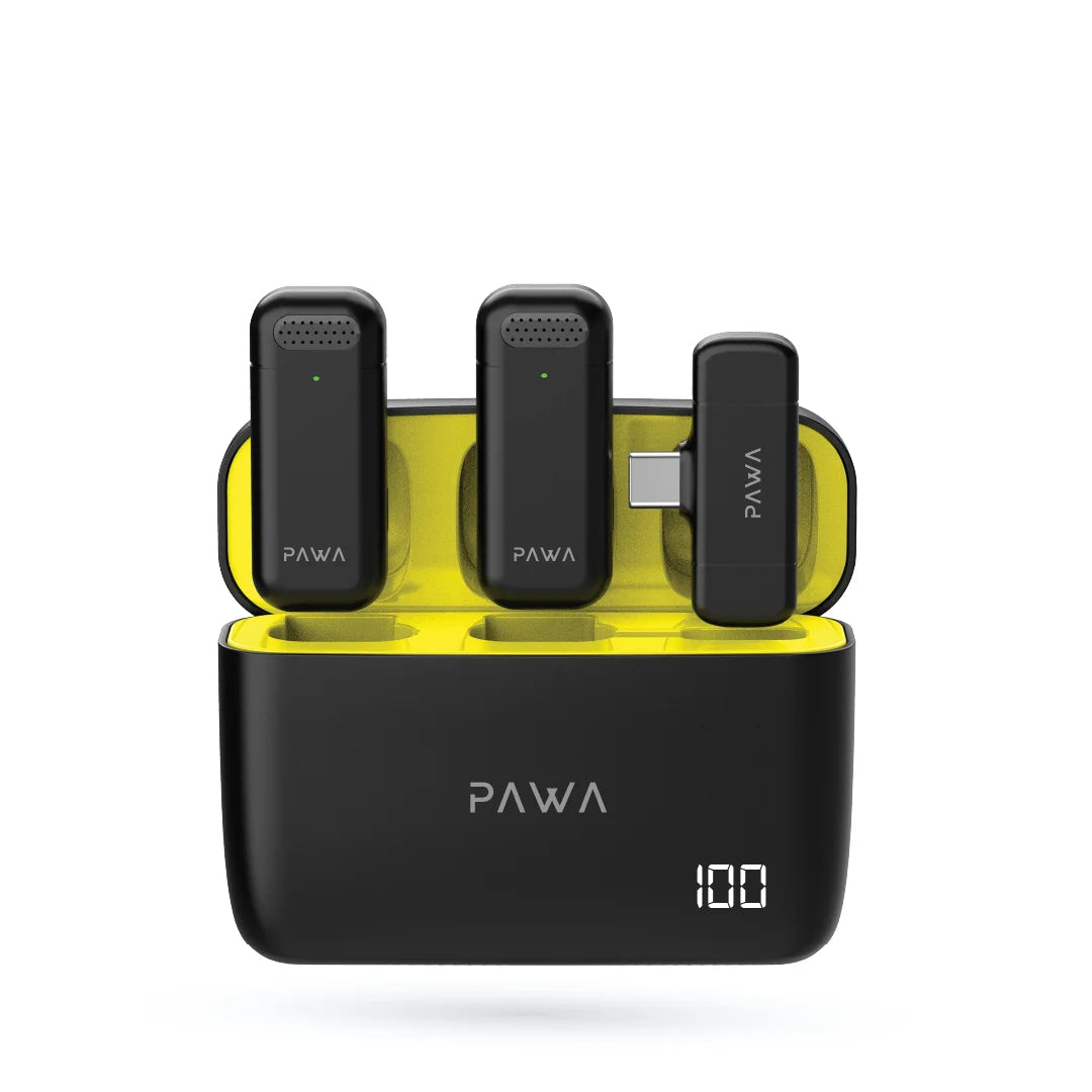 PW-LDMCCCL7 , PAWA Mike M5 Dual Wireless Microphone with charging Case Type c+lightning PW-LDMCCCL7 , PAWA Mike M5 Dual Wireless Microphone with charging Case Type c+lightning